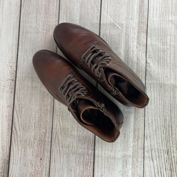 Frye Mens Sz 9.5D Bowery Lace-Up Boots Brown Leather